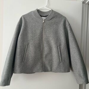 Chic Gray Bomber Jacket for Women